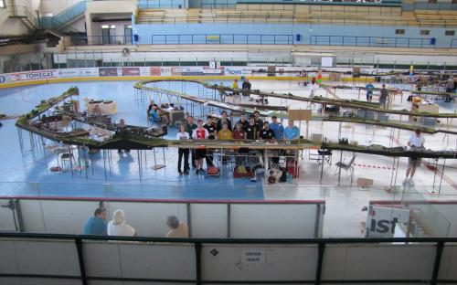 Pohled na modulové kolejiště v Milesku během setkání FREMO (6/2025)