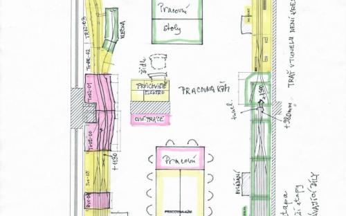 Nový plán kolejiště v pracovně KŽM - po přístavbě v roce 2020  