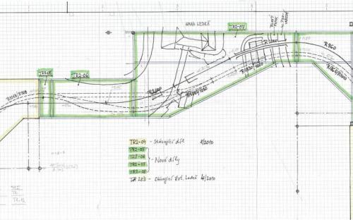 Rok 2021 - Detail plánu kolejiště - souběh tratí u Ledče